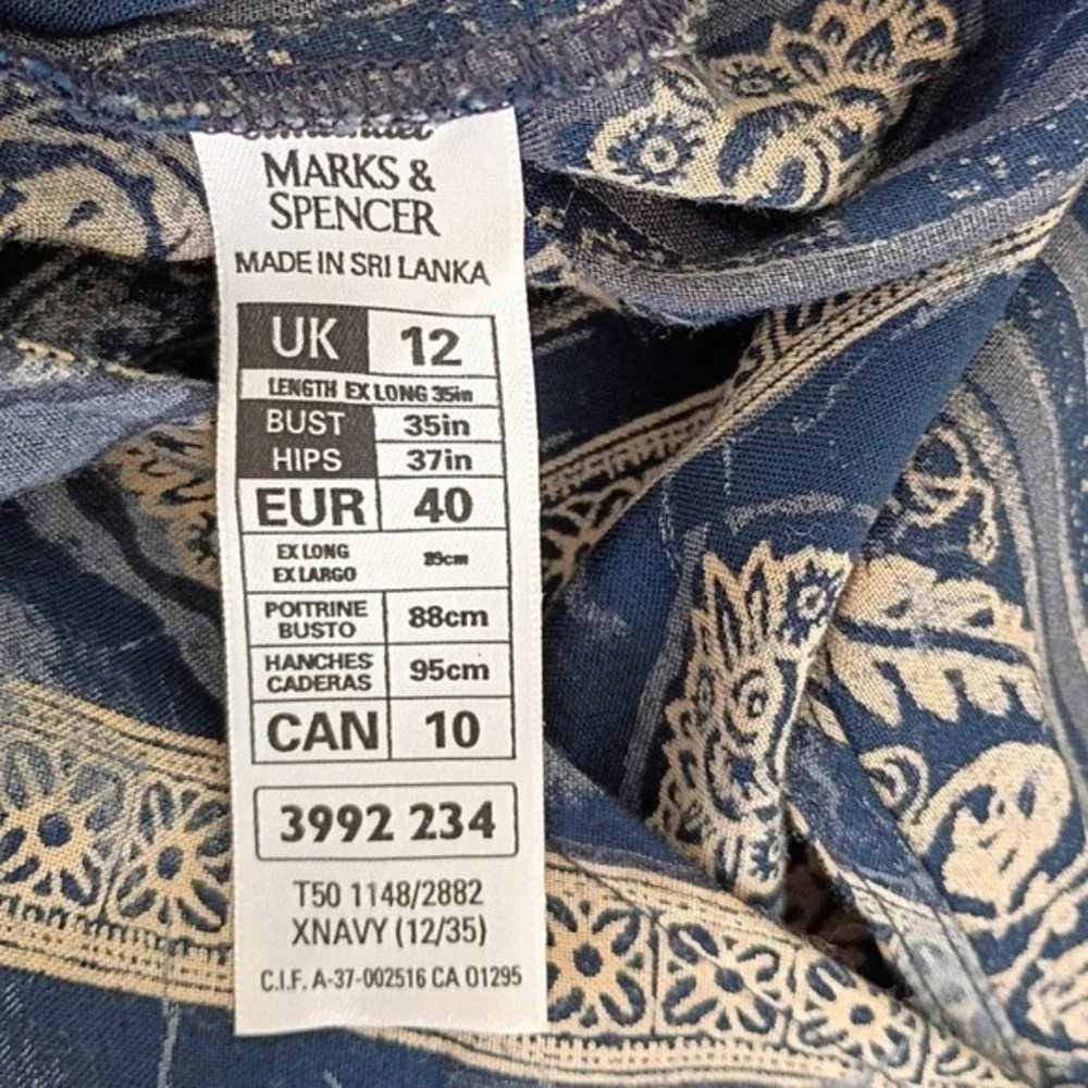 Marks & Spencer Vintage Maxi Dress Blue Paisley Boho Effortless Sleeveless M - Picture 13 of 16